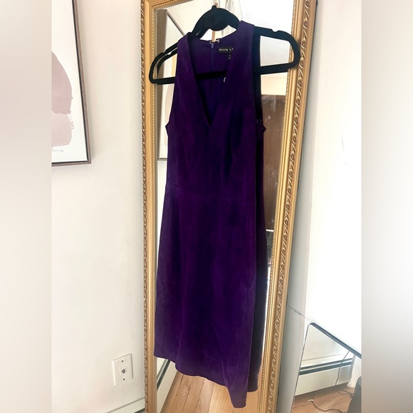 Ralph Lauren Black Label deep purple suede dress. Size 2. NWT. - Picture 3 of 9